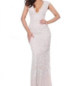 Jovani - 8102 Sequin Embellished Plunging V Neck Dress