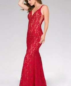 Jovani - Fitted Lace Prom Dress 48994