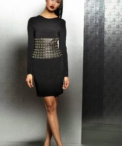 Jovani - Long Sleeve Cocktail Dress With Grommets M307