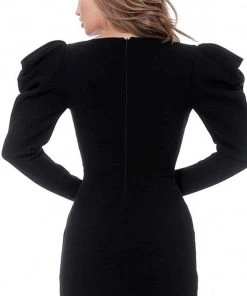 Jovani - M3229 Puffed Long Sleeves V Neck Dress 8 Jovani - M3229 Puffed Long Sleeves V Neck Dress