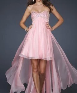 La Femme - 17502 Beaded Sweetheart High-Low Chiffon A-line Gown