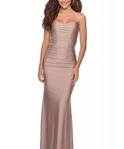 La Femme - 28398SC Sleeveless Scoop Neck Long Dress - 1 Pc Nude In Size 10 Available