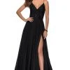 La Femme - Lace V-Neck A-Line Prom Dress 28664SC - 1 Pc Black In Size 0 Available