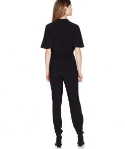 Laundry - 97R24307 Front Zip V-neck Jumpsuit Long Dresses