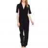 Laundry - 97R24307 Front Zip V-neck Jumpsuit Long Dresses