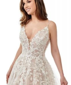 Lo'Adoro Bridal By Rachel Allan - M758 Plunged V Neck A-Line Gown