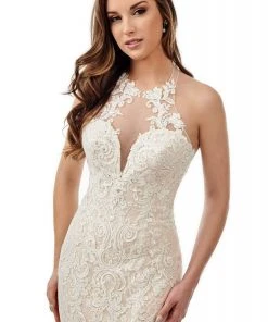 Lo'Adoro Bridal By Rachel Allan - M763 Illusion Halter Mermaid Gown 8 Lo'Adoro Bridal By Rachel Allan - M763 Illusion Halter Mermaid Gown