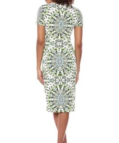 London Times - T2918M Medallion Floral Print Midi Sheath Dress Party Dresses