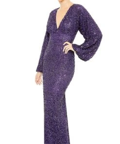 Mac Duggal - 10791 Bishop Sleeve Sequin Gown