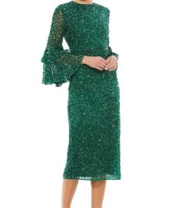 Mac Duggal 10802 - Tiered Ruffle Sleeve Cocktail Dress