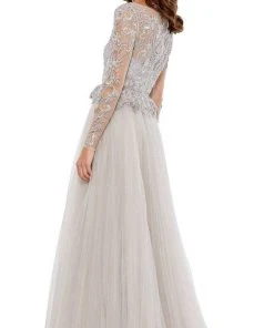 Mac Duggal - 11168 Embroidered Lace Illusion Long Sleeve A-Line Gown