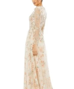 Mac Duggal - 11219 Subtle Floral A-line Beaded Dress