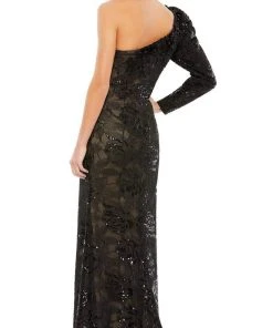 Mac Duggal - 12444 Long Sleeve Sequined Sheath Gown