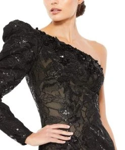 Mac Duggal - 12444 Long Sleeve Sequined Sheath Gown