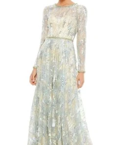 Mac Duggal - 12460 Jeweled Cuff Long Sleeve Lace Gown