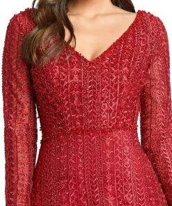 Mac Duggal 20271 - Embroidered Long Sleeve Evening Dress 10 Mac Duggal 20271 - Embroidered Long Sleeve Evening Dress