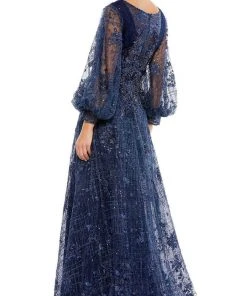 Mac Duggal 20283 - Long Sleeves Plunging V-neck Long Gown