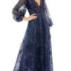 Mac Duggal 20283 - Long Sleeves Plunging V-neck Long Gown