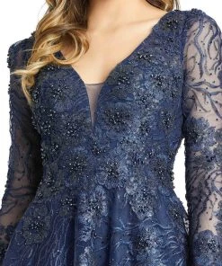 Mac Duggal 20286 - Long Sleeve Beaded Lace Cocktail Dress 10 Mac Duggal 20286 - Long Sleeve Beaded Lace Cocktail Dress