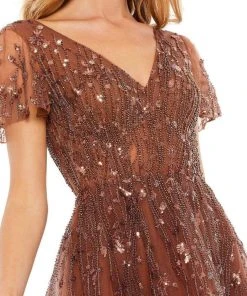 Mac Duggal - 20304 V-Neck Tea Length Dress