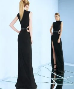 Mac Duggal - 25008 High Neck Long Dress With Slit 6 Mac Duggal - 25008 High Neck Long Dress With Slit
