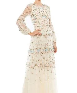 Mac Duggal - 35111 Bishop Sleeve Floral Gown