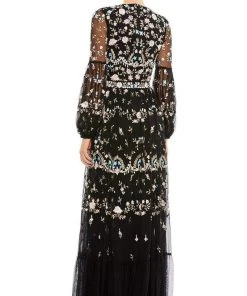 Mac Duggal - 35111 Bishop Sleeve Floral Gown