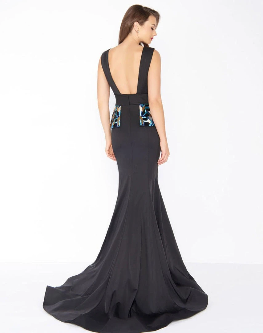 Mac Duggal - 48712R Beaded Peplum Plunging Dress 4 Mac Duggal - 48712R Beaded Peplum Plunging Dress