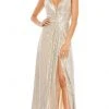 Mac Duggal - 49012 Sequined High Slit A-Line Dress