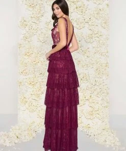 Mac Duggal - 50423D Deep V-Neck Column Gown