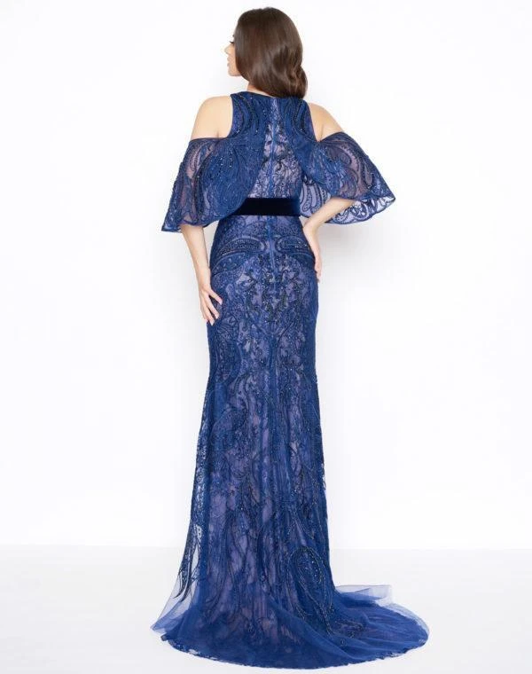 Mac Duggal - 50510D Beaded Velvet Cold Shoulder Evening Dress 4 Mac Duggal - 50510D Beaded Velvet Cold Shoulder Evening Dress