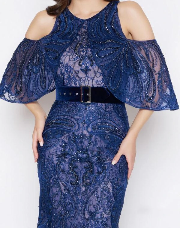 Mac Duggal - 50510D Beaded Velvet Cold Shoulder Evening Dress 5 Mac Duggal - 50510D Beaded Velvet Cold Shoulder Evening Dress