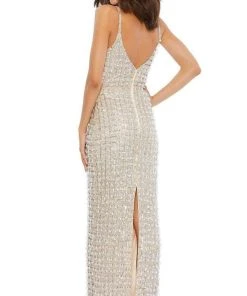 Mac Duggal - 5394 Bead-Fringed V-Neck Mermaid Dress