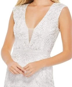 Mac Duggal - 5429 Embellished Deep V Neck Long Dress