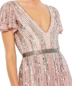 Mac Duggal - 5444 Short Sleeve Embellished Dress