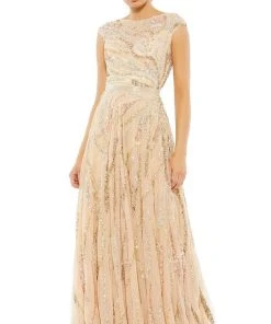 Mac Duggal 5445 - Cap Sleeve Beaded Evening Gown | Couture Candy