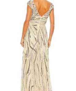 Mac Duggal 5445 - Cap Sleeve Beaded Evening Gown | Couture Candy