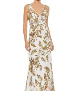 Mac Duggal - 5476 Metallic Floral Sequin Gown