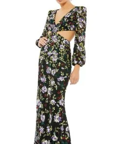 Mac Duggal 5566 - Floral Sequin Evening Gown | Couture Candy