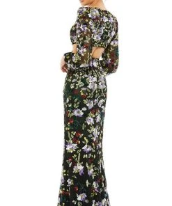 Mac Duggal 5566 - Floral Sequin Evening Gown | Couture Candy