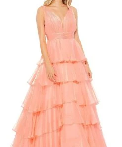 Mac Duggal - 67553 Deep V Neck Tiered A-Line Gown