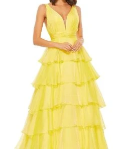 Mac Duggal - 67553 Deep V Neck Tiered A-Line Gown