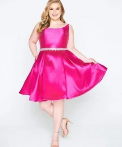 Mac Duggal - 67605F Vibrant Satin Beaded Waist Cocktail Dress