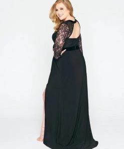 Mac Duggal - 67607F Lace Long Sleeve Fitted Dress With Train 5 Mac Duggal - 67607F Lace Long Sleeve Fitted Dress With Train