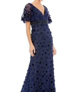 Mac Duggal - 67712 V Neck Bell Sleeve Lace Dress