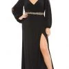 Mac Duggal - 67747 Long Split Sleeve V Neck Dress 2 Mac Duggal - 67747 Long Split Sleeve V Neck Dress