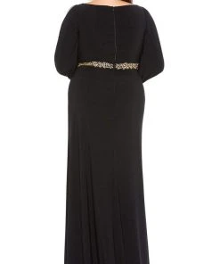 Mac Duggal - 67747 Long Split Sleeve V Neck Dress