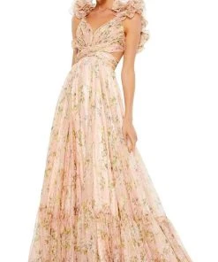 Mac Duggal - 67803 Ruffled Floral Printed A-Line Dress