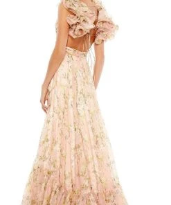 Mac Duggal - 67803 Ruffled Floral Printed A-Line Dress