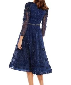 Mac Duggal - 67809 Lace Floral Low V Neck Dress